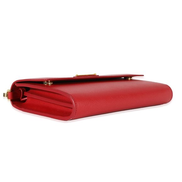 Prada Red Saffiano Wallet With Strap - Picture 6 of 8